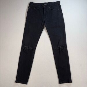 Saint Lauren D02 Skinny Ripped Jeans Men's 30x29 Black Tapered Stretch Italy YSL